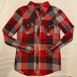 Nollie Red and Grey Plaid Shirt Size Med